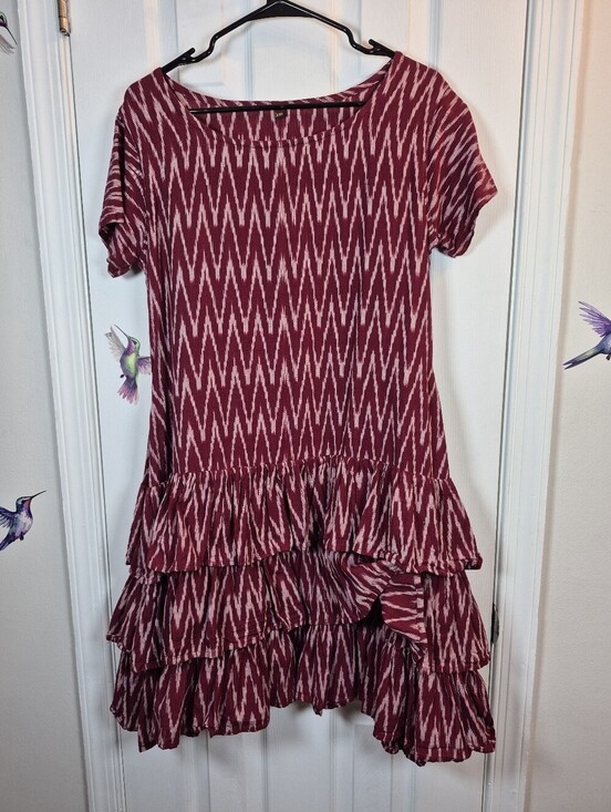 No Label Dresses & Skirts - XXL Ruffle Mini Dress Boho Ikat Tiered Romantic Cottagecore Festival